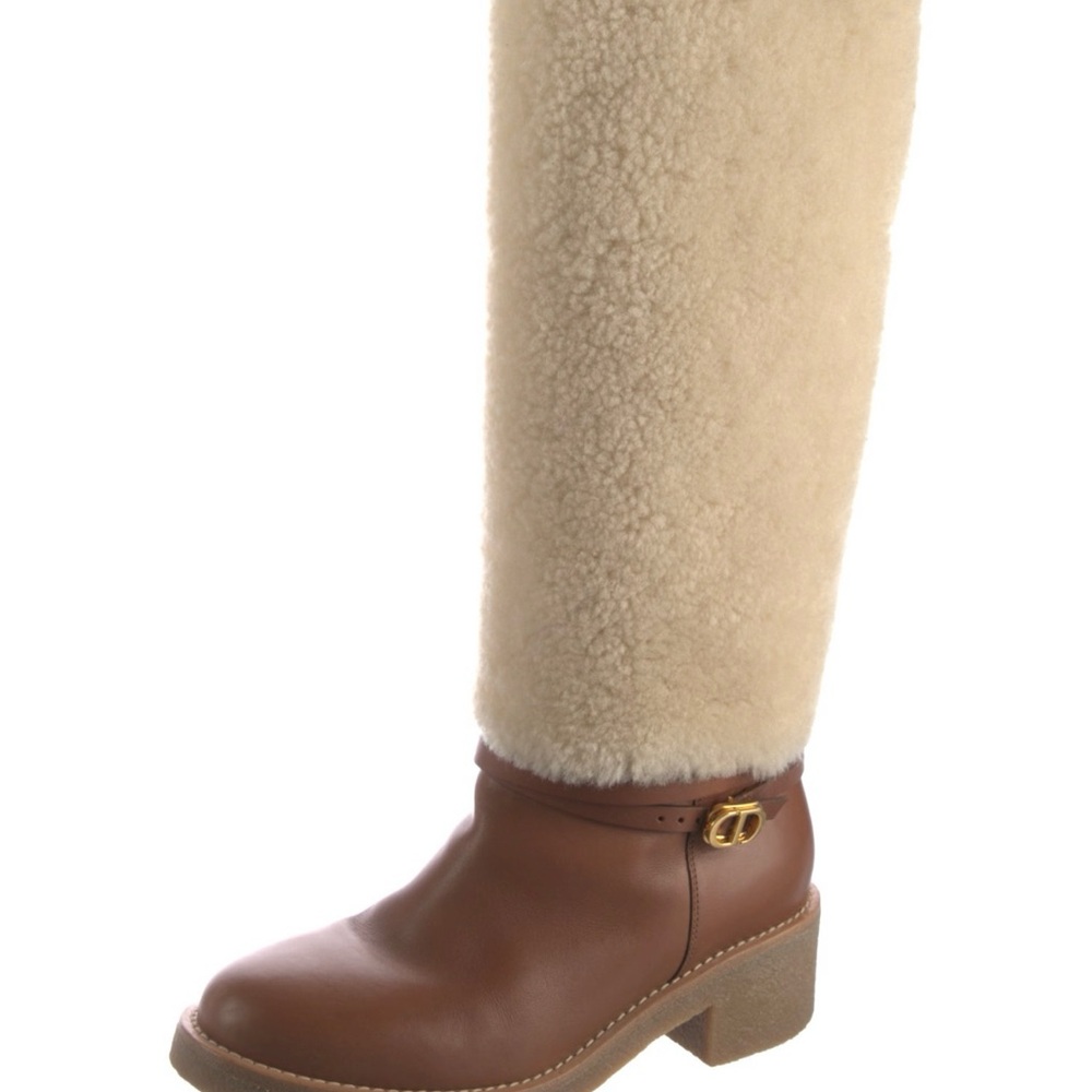 Christian Dior Shearling Brown Leather Boot